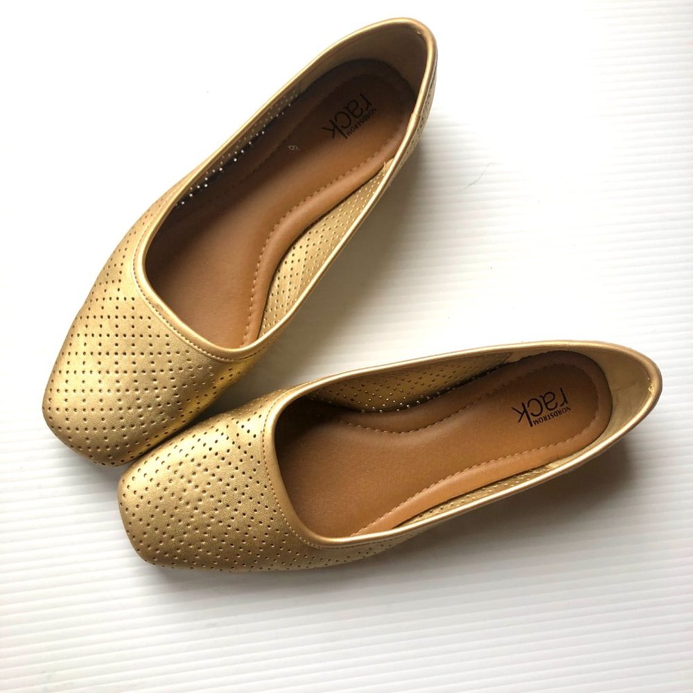 Nordstrom Rack Allba golden flat shoes sz 8